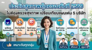 เปรียบเทียบแผนประกันสุขภาพคุ้มครองทันที ปี 2569 ไม่ต้องตรวจสุขภาพ สำหรับคนทำงาน ฟรีแลนซ์ และผู้สูงอายุ